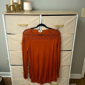 Burnt Orange Tunic Blouse - M